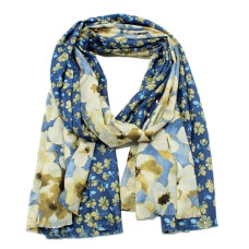 Atoll Palm Floral Scarf Dark Blue