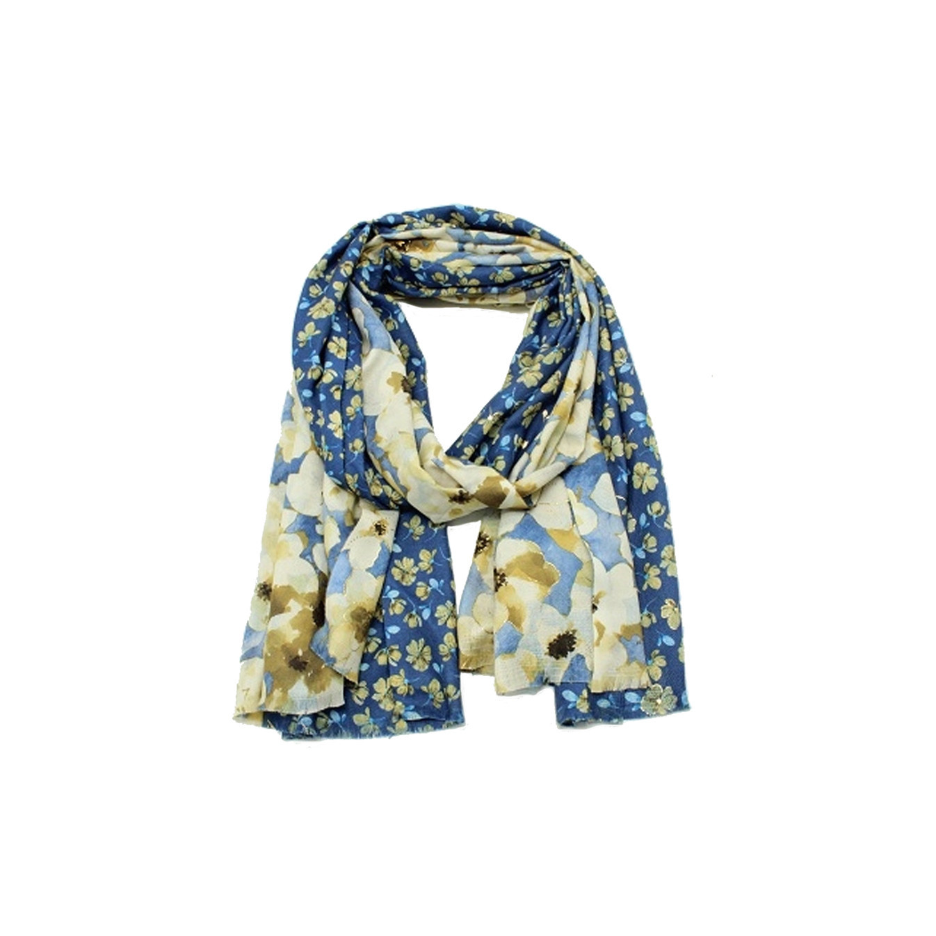 Atoll Palm Floral Scarf Dark Blue