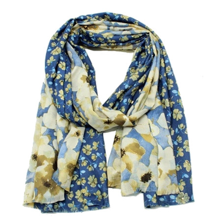 Atoll Palm Floral Scarf Dark Blue