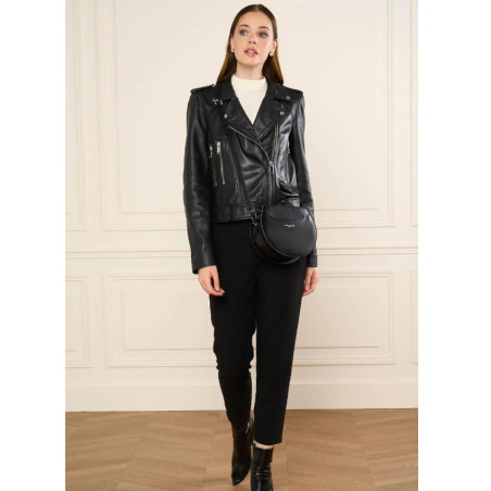Lancaster Suave Lune Sac Demi Lune 433-32 Noir porté