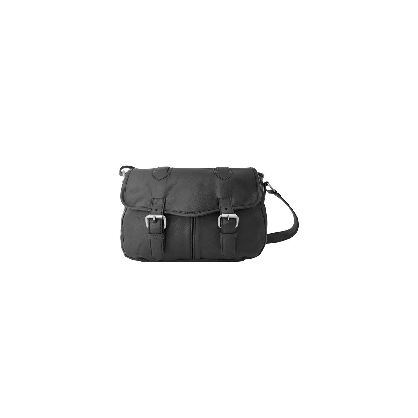 Léa Toni Loa B Small Zippered Flap Leather Bag Black