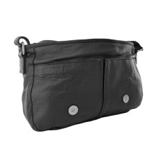 Léa Toni Loa B Small Zippered Flap Leather Bag Black