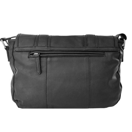 Léa Toni Loa B Small Zippered Flap Leather Bag Black