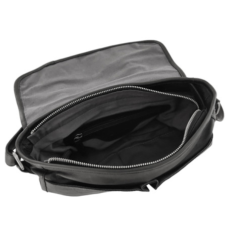Léa Toni Loa B Small Zippered Flap Leather Bag Black