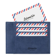 Larmorie Paul Nubuck Card Holder Indigo Sea