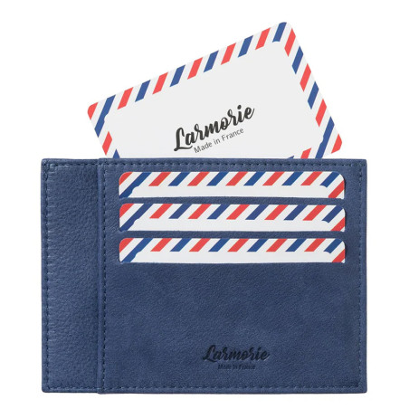 Larmorie Paul Nubuck Card Holder Indigo Sea