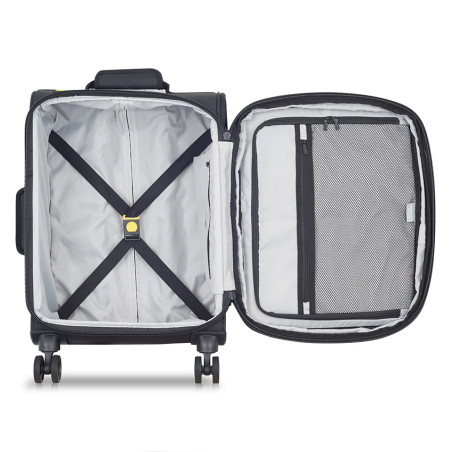 Delsey Maubert Valise Cabine Slim Trolley 4 Roues TSA 55cm Noir ouvert