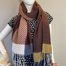 Atoll Palm Fringed Scarf Dark Brown