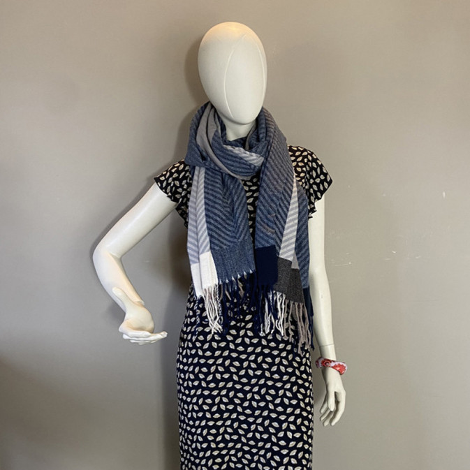 Atoll Palm Fringed Scarf Dark Grey