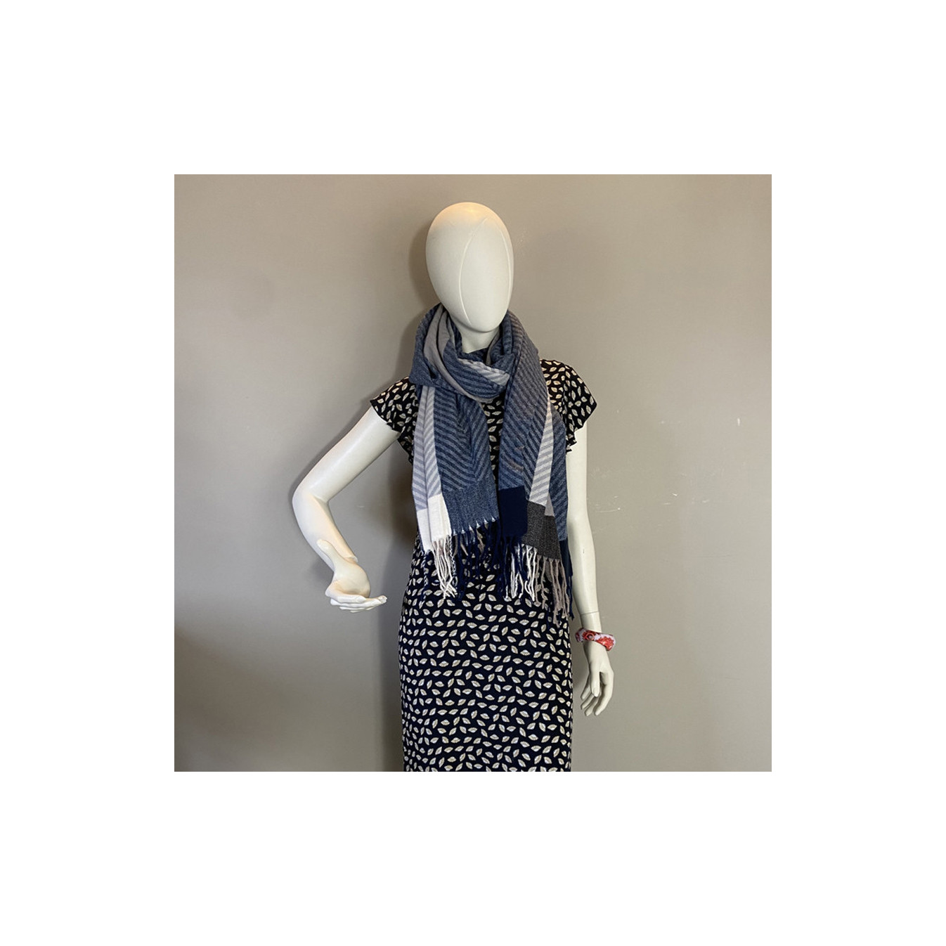 Atoll Palm Fringed Scarf Dark Grey