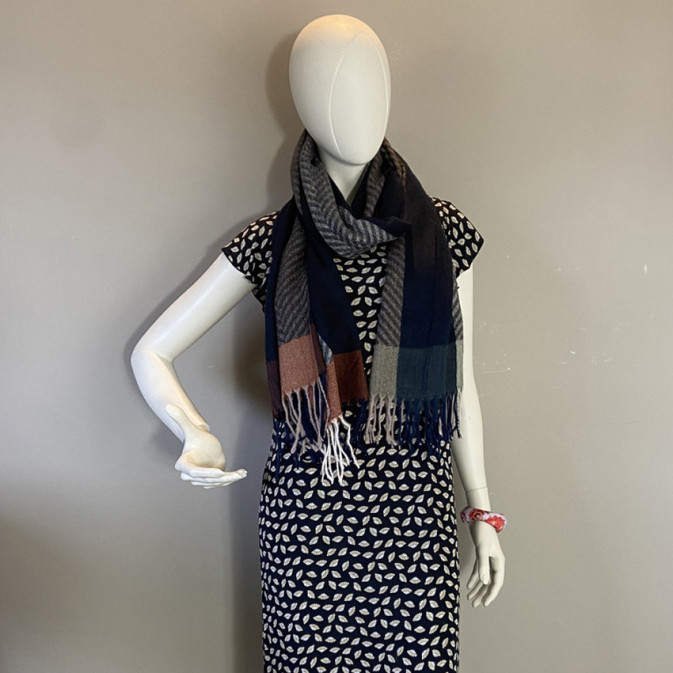 Atoll Palm Fringed Scarf Black