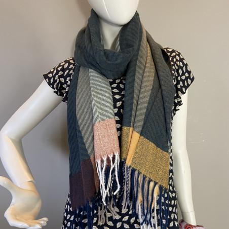 Atoll Palm Fringed Scarf Dark Green