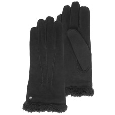 Isotoner Women's Suede Faux Fur Lined Gloves 7 Black
