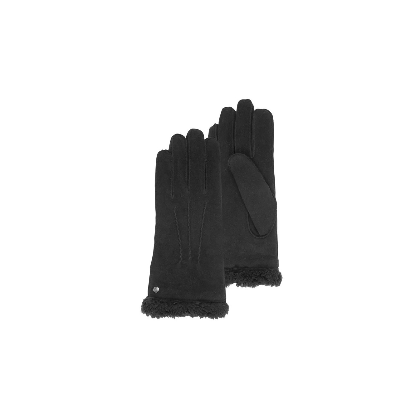 Isotoner Women's Suede Faux Fur Lined Leather Gloves 7.5 Black