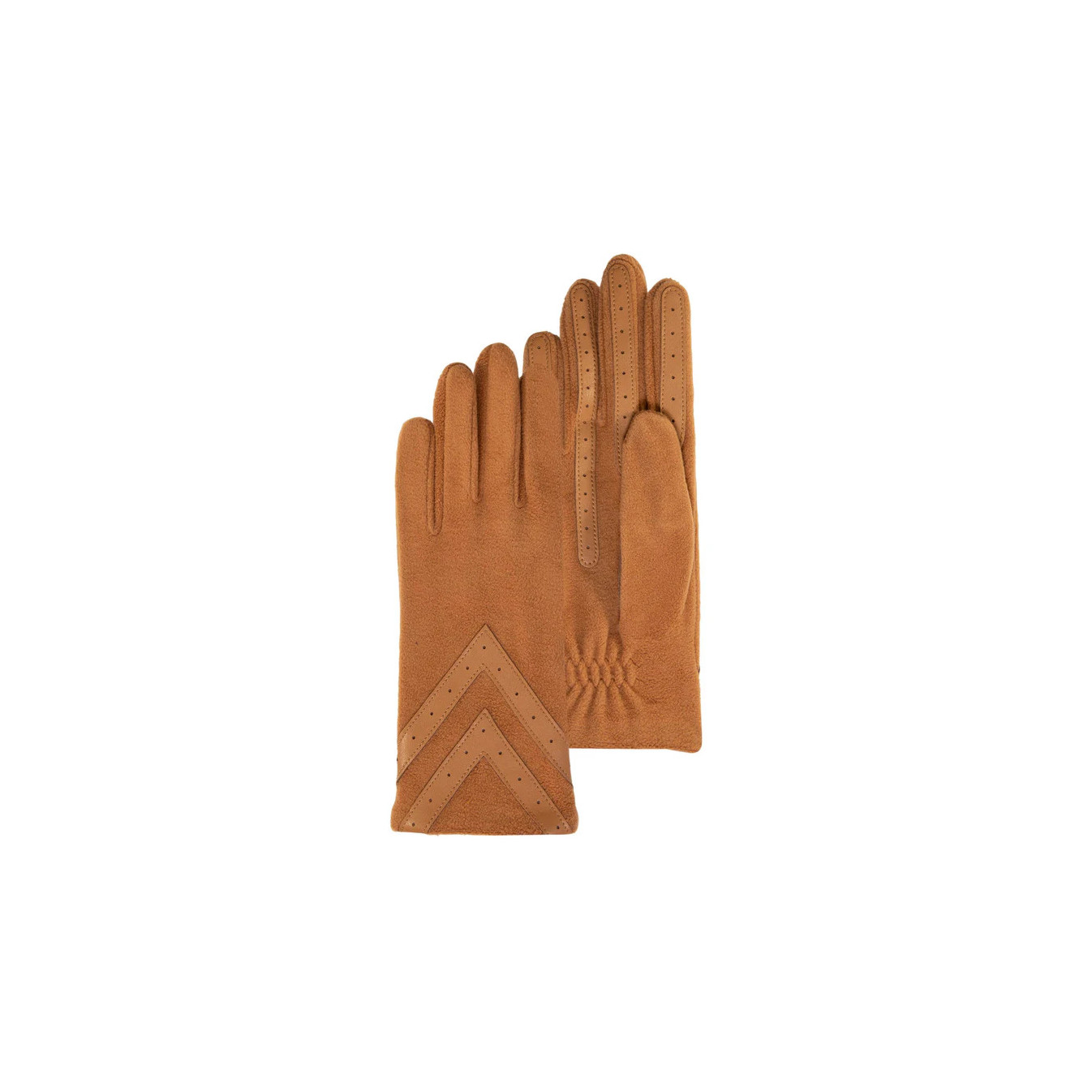 Isotoner Gants Femme Tactiles Polaire recyclée Cognac