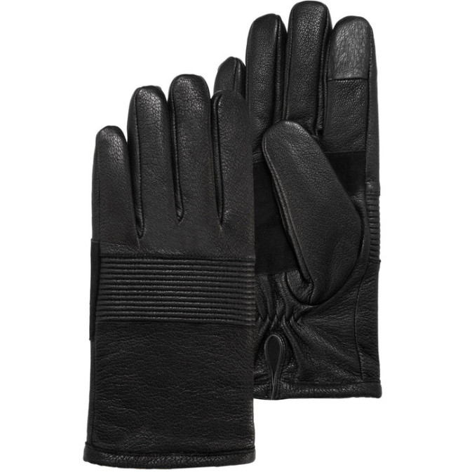 Isotoner Men's Touchscreen Leather Cycling Gloves Size 8.5 Black