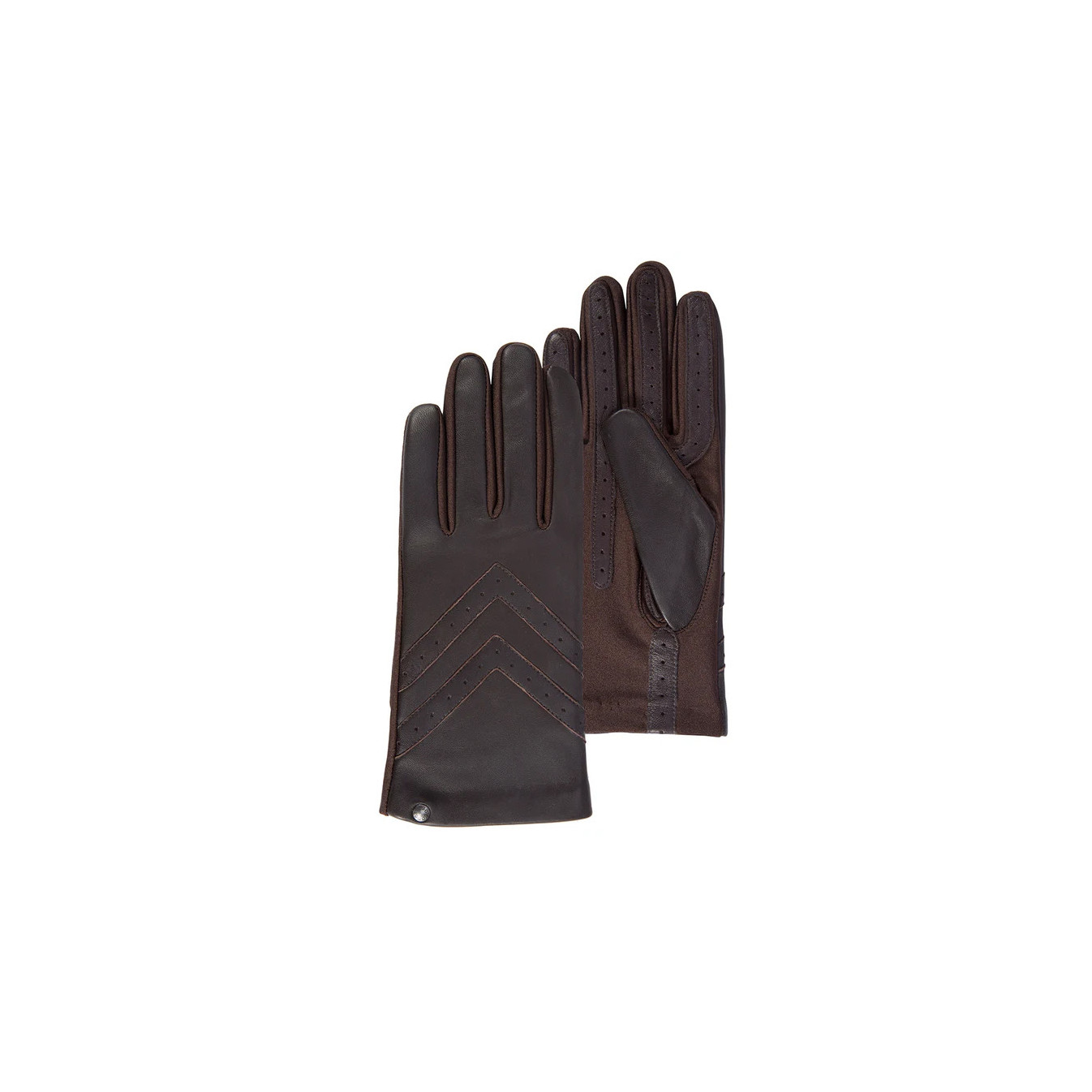 Isotoner Women's Stretch and Leather Brown Gloves