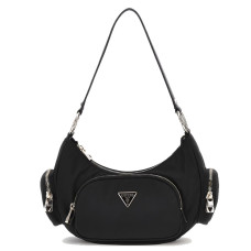 Guess Eco Gemma Small Shoulder Bag with Multiple Pockets Black