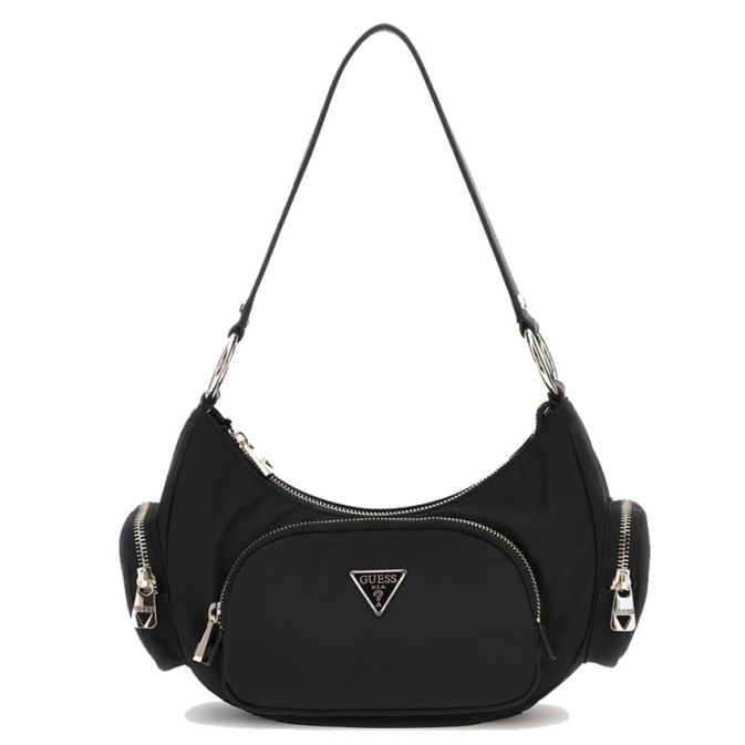 Guess Eco Gemma Small Shoulder Bag with Multiple Pockets Black