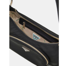 Guess Eco Gemma Small Shoulder Bag with Multiple Pockets Black
