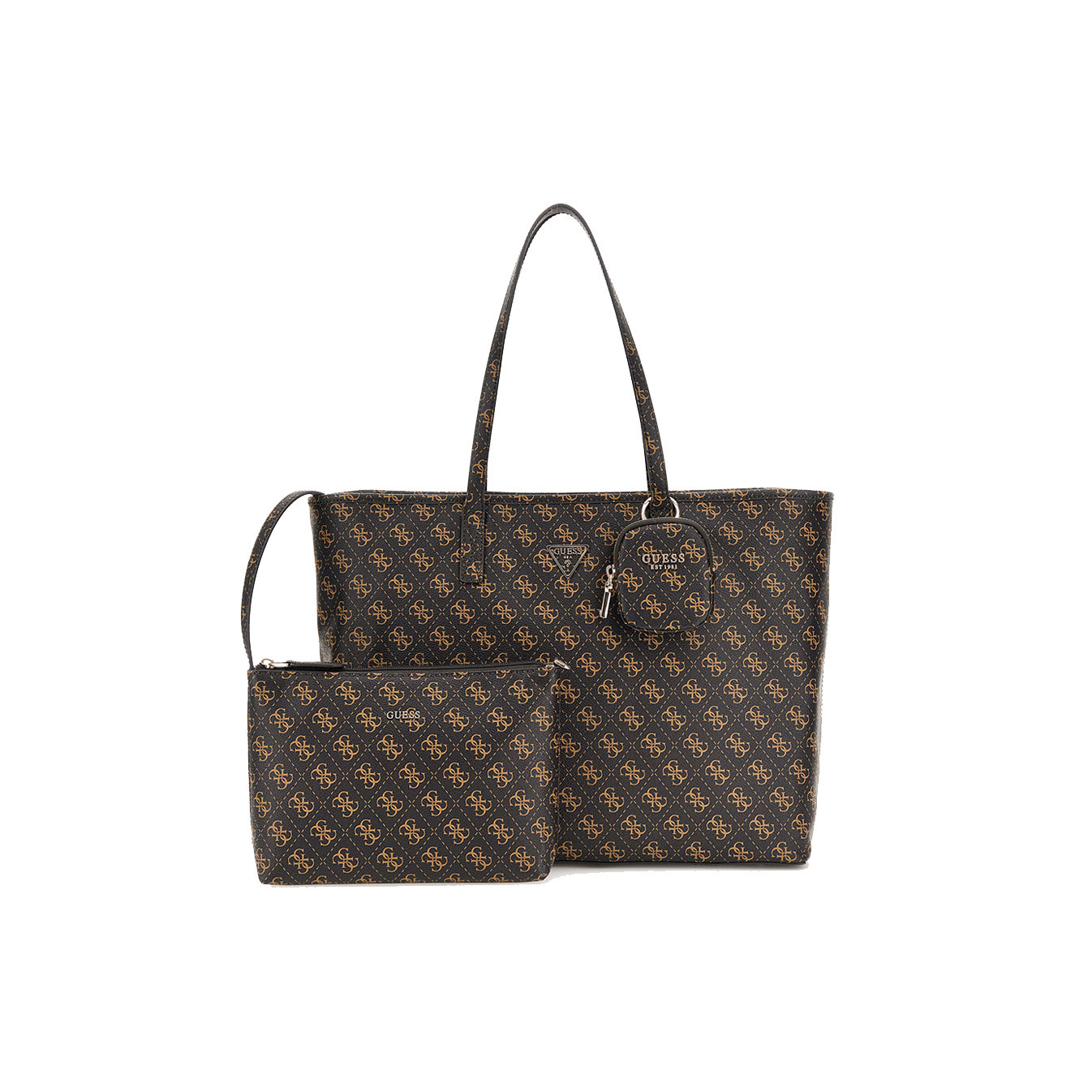 Guess Power Play II Shopping Bag and Pouch 2-in-1 Brown Logo