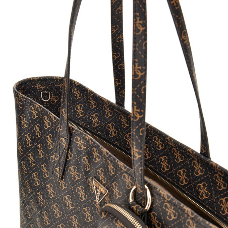 Guess Power Sac Shopping et Pochette 2 en 1 Brown Logo FACE