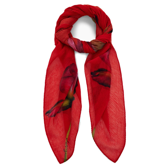 Desigual Big Fiore Rectangle Scarf Large Flowers Orange