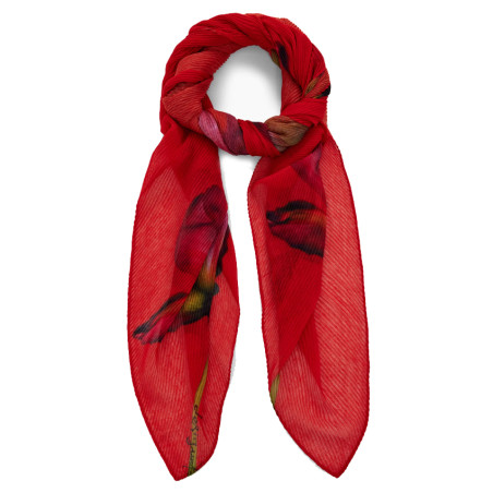 Desigual Big Fiore Rectangle Scarf Large Flowers Orange