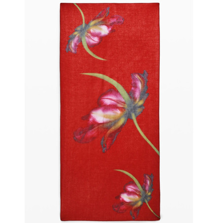 Desigual Big Fiore Rectangle Scarf Large Flowers Orange