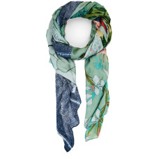 Desigual Delicate Rectangle Scarf Patchwork Turquoise