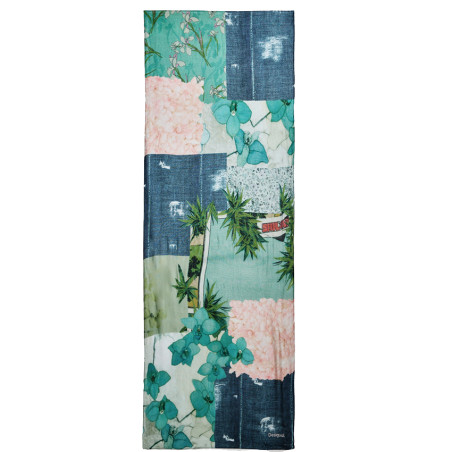 Desigual Delicate Rectangle Scarf Patchwork Turquoise
