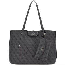 Guess Eco Brenton Reversible Shopping Bag and Pouch 2-in-1 Coal Logo