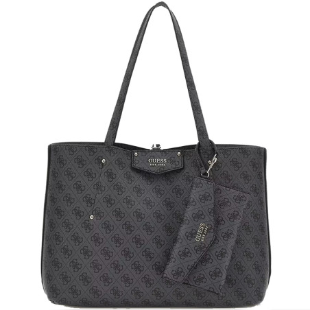 Guess Eco Brenton Reversible Shopping Bag and Pouch 2-in-1 Coal Logo
