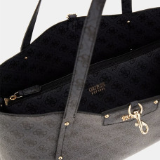 Guess Eco Brenton Reversible Shopping Bag and Pouch 2-in-1 Coal Logo