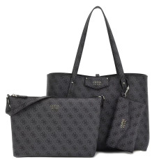 Guess Eco Brenton Reversible Shopping Bag and Pouch 2-in-1 Coal Logo