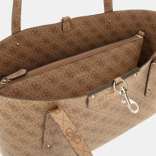 Guess Eco Brenton Reversible Shopping Bag and Pouch 2-in-1 Latte Logo