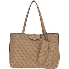 Guess Eco Brenton Reversible Shopping Bag and Pouch 2-in-1 Latte Logo