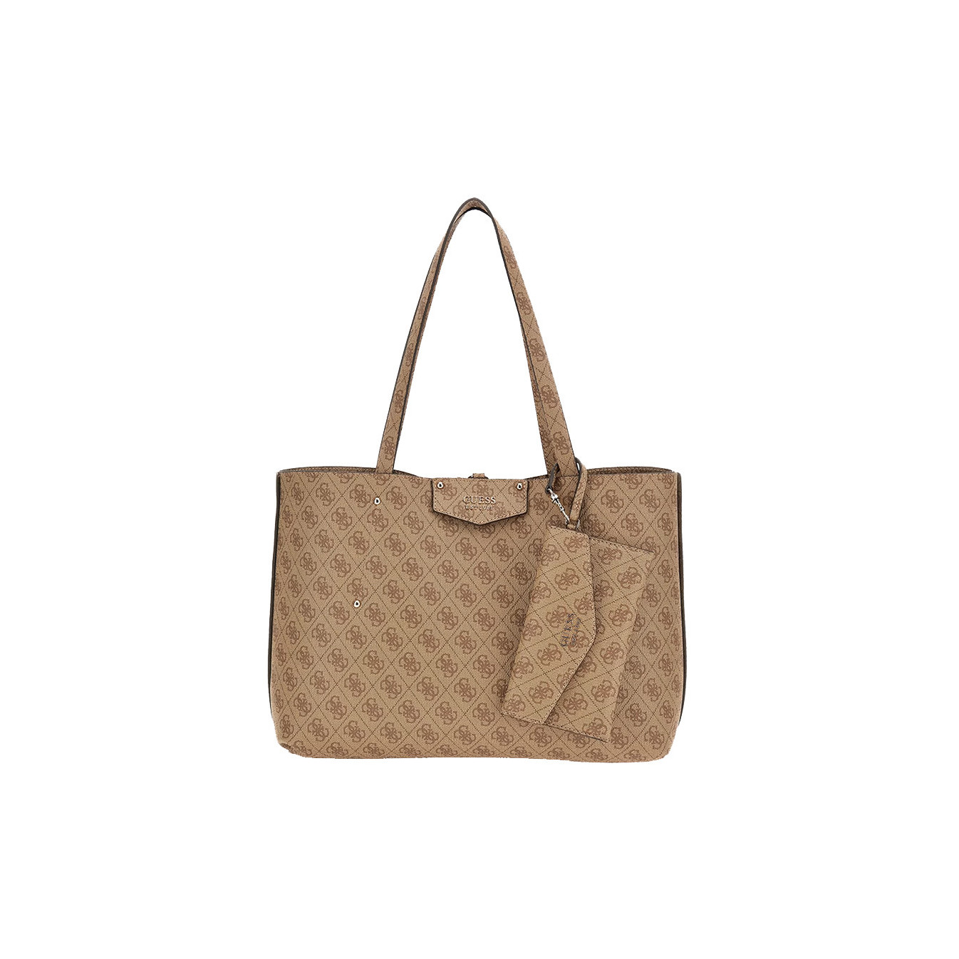 Guess Eco Brenton Reversible Shopping Bag and Pouch 2-in-1 Latte Logo