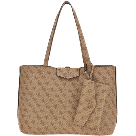 Guess Eco Brenton Reversible Shopping Bag and Pouch 2-in-1 Latte Logo