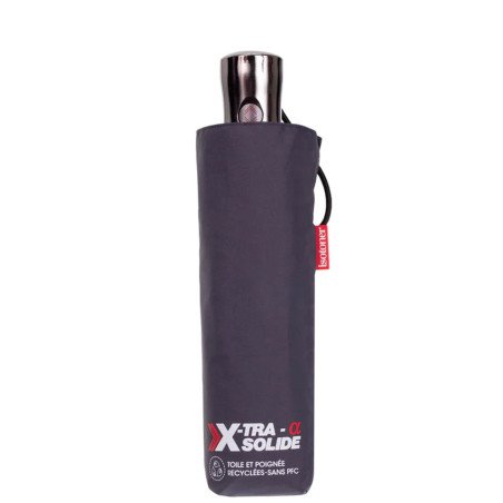 Isotoner Alpha X-Tra Parapluie Pliant Gris Liseré debout