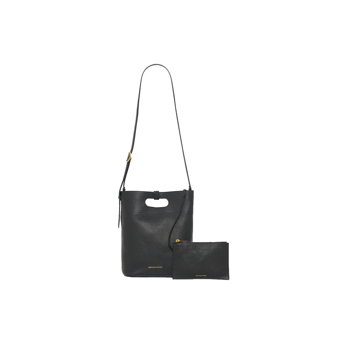 Gérard Darel Ava Bucket Bag Grainy Leather Black Gold