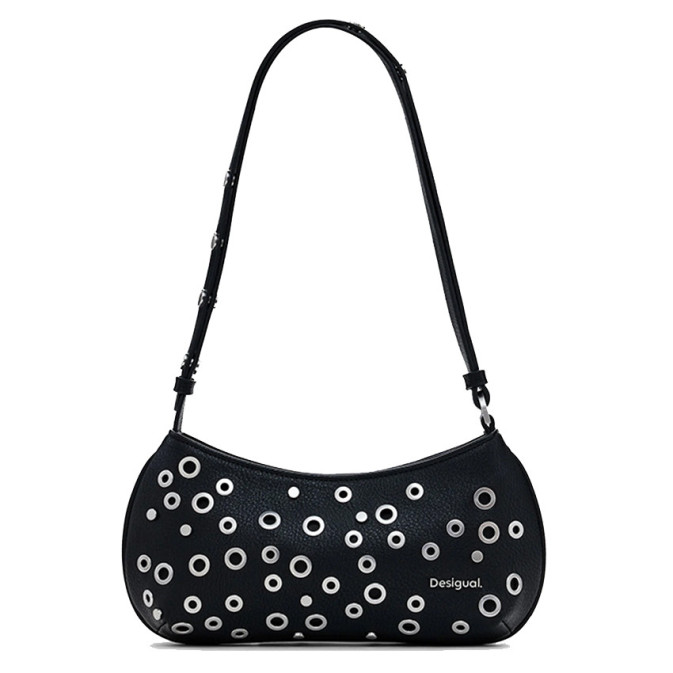 Desigual Rebel Shoulder Bag with Studs Black