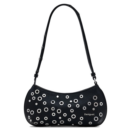 Desigual Rebel Shoulder Bag with Studs Black