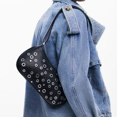 Desigual Rebel Shoulder Bag with Studs Black
