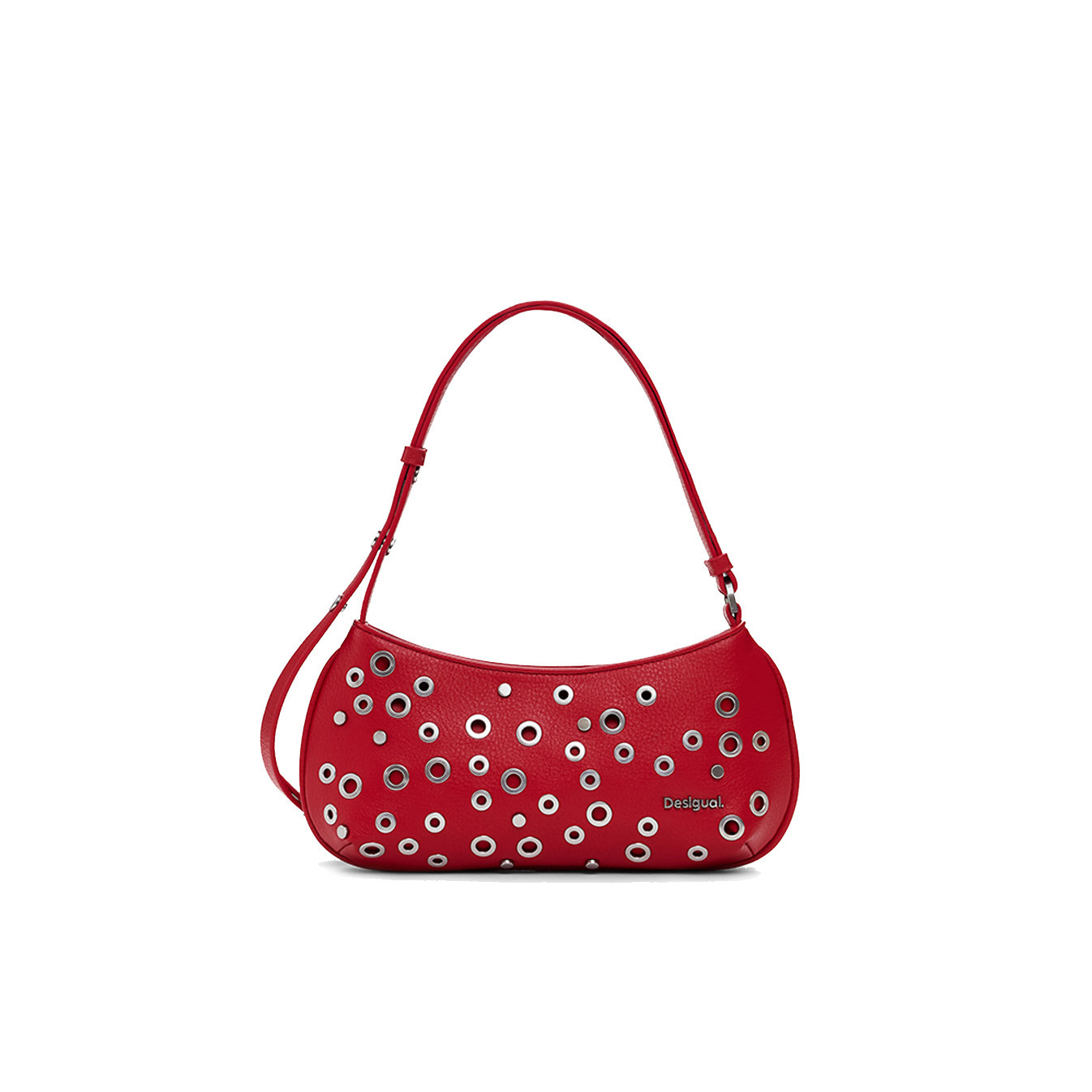 Desigual Rebel Shoulder Bag with Studs Red
