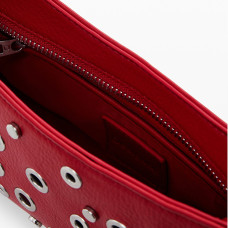Desigual Rebel Shoulder Bag with Studs Red