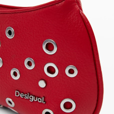 Desigual Rebel Shoulder Bag with Studs Red