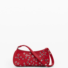 Desigual Rebel Shoulder Bag with Studs Red