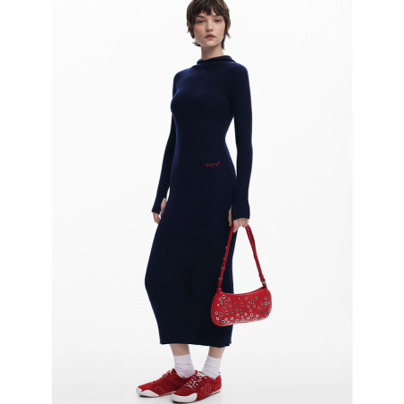 Desigual Rebel Shoulder Bag with Studs Red