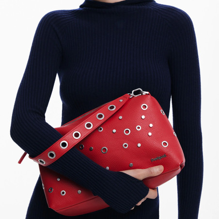 Desigual Rebel Spiked Handbag Red